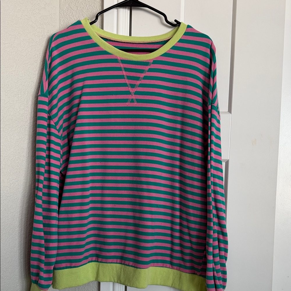 Striped Pink and Green Sweater